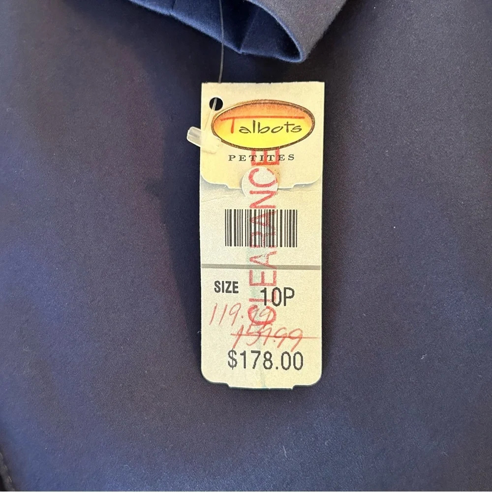 Talbots Women 10 Petite Navy Single Breasted Blazer Jacket Cotton Blend Stretch - Picture 7 of 9
